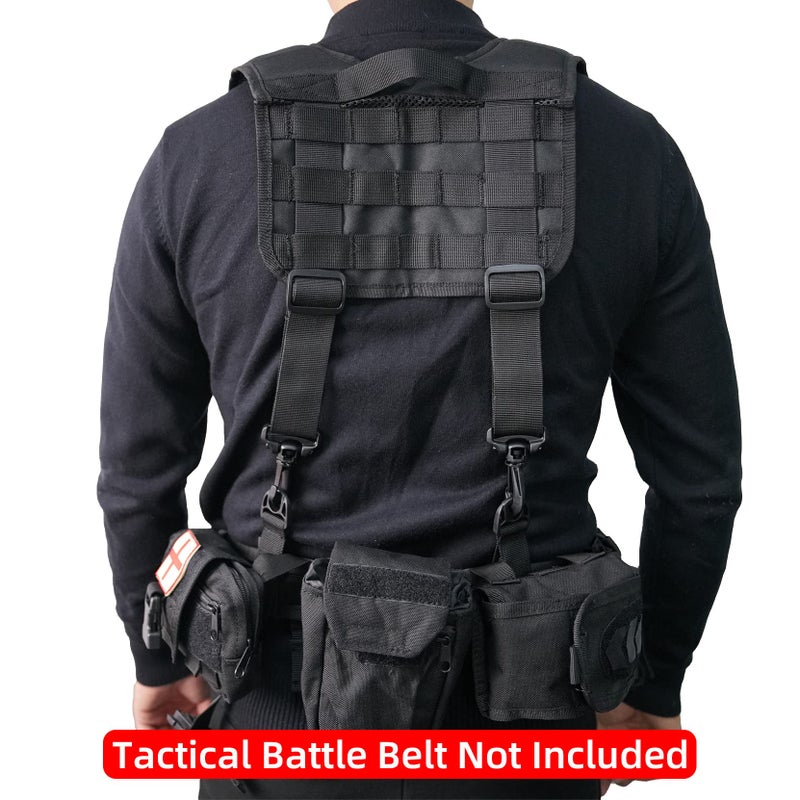 MELOTOUGH Tactical Outdoor H-Harness Duty Belt Suspenders Black (Battle Belt not Included) - Image 3